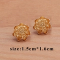 Golden 18k plated lotus flower stud earrings, matte texture floral jewelry part 1.5x1.6cm - Golden Lotus Shape Style (M60005)