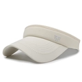 Visiera parasole beige crema da uomo in tessuto traspirante con tesa ampia impunturata - Beige