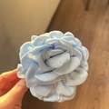Light blue fabric rose hair claw clip with multi-layered 3D petals for women - 9.5CM / Blue