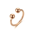 Minimalistischer offener Ring aus roségoldenem Titanstahl mit polierten kugelförmigen Enden - Einstellbar Offen / Roségold