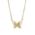 Collana a farfalla dorata con design a doppio strato e intarsio in conchiglia bianca - Collana Color Oro (KN236036-KFC)
