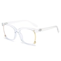 Montatura quadrata oversize trasparente con dettagli in metallo dorato e anti-luce blu - Montatura Trasparente