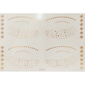 Gold eye makeup face tattoo ET307 with symmetric dot patterns and small floral icons - ET307