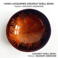 Natural coconut bowl with polished orange feather pattern inlay for home decor - Orange Feather Style