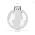 Pallina di Natale cava in PET trasparente da 8 cm con tappo in metallo argentato - Sfera Rotonda Trasparente / 1 Pezzo