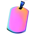 Rainbow gradient stainless steel dog tag pendant with metal loop for engraving - Rainbow