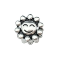 Silver sunflower charm bead with smiley face center and vintage oxidized finish - Sunflower Smile 13x13mm
