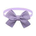 Elegant purple tweed bow headband for infants with a soft lavender ribbed elastic strap - Purple