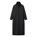Gabardina larga negra para mujer con cuello alto y hebilla metálica - S / Negro