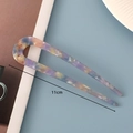 Detail shot of a 11cm U-shaped acetic acid hair pin with colorful marble texture - 4# (Wide) Dreamy Color U-Shaped Acetate Hair Fork