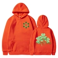 Sweat à capuche orange pour femme avec imprimé trèfle de la Saint-Patrick, vues recto-verso - S / Orange