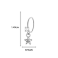 Silver star pendant earring with white zircon inlay and 1.49cm height measurement - Silver #6