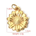 Golden sunflower pendant in stainless steel, 1.8cm tall and weighing 3.3 grams - BXGPJ080-Sunflower Pendant