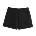 Rear view of black tailored shorts with decorative pockets and clean seam details - Black