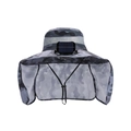 Outdoor camouflage solar fan hat with neck protection for fishing and hiking - Camouflage Gray (With Fan)