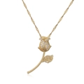 Elegant 18K gold plated rose pendant necklace with sparkling zircon pavé on white background - Rose Bud-Clear Zirconia