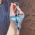 Miniatuur gevechtsvliegtuig model sleutelhanger met blauw camouflagepatroon en ring - Typhoon Gevechtsvliegtuig Hanger-Europa-Blauw Camouflage