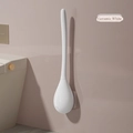 Wandgemonteerde keramisch witte toiletborstel met lange steel en druppelbasis - Keramiek Wit