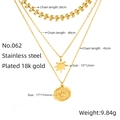 Collana a tre strati in acciaio inossidabile placcata oro 18k con pendente esagonale - Oro