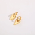 Detailed close-up of heart-shaped gold plated earrings with micro-inlaid zircon accents - Gold / 18k Gold