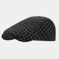 Close-up of black and white small plaid pattern fabric and texture on the flat cap - Adjustable / Black
