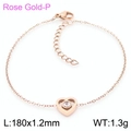 Rose gold heart pendant bracelet featuring hollow design and sparkling zircon stone - Bracelet (KB166625-K)