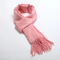 Light pink long cashmere-like winter scarf with soft fringes and knitted texture - Snow Bud Pink