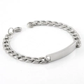 Zilveren roestvrijstalen cuban link armband met rechthoekig naamplaatje op witte basis - Dikke Armband (21cm) / 8mm