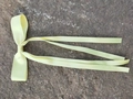 Elegant yellow double-layer ribbon bow hair clip on a natural stone background - Light Yellow