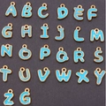 26 English alphabet pendants in gold alloy with blue enamel inlay for DIY jewelry - Alphabet Set (DY147) / Set of 26 / Style 45 KC Gold Blue
