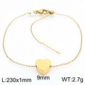 Bracelet cœur ajustable plaqué or 18k de 230mm de long avec un pendentif cœur de 9mm - Bracelet Or (KB190591-Z)