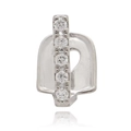 Icy single row cubic zirconia grillz in silver finish with five diamonds on white background - Silver Zirconia