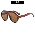 Fashionable oversized aviator sunglasses with brown transparent frame and tinted lenses - Dark Tea Frame Tea Lens