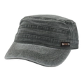Berretto militare piatto in cotone lavato grigio scuro con toppa sport in pelle - Taglia unica / grigio scuro