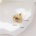 Golden eye-shaped pendant with purple zircon gemstone and micro-set accents, 15.2mm - H-11856 (Purple Gem Eye)