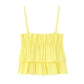 Top corto de popelina amarilla para mujer con volantes multicapa y diseño escalonado - XS / Amarillo