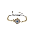 Gold-plated evil eye fish bracelet with zircon beads and adjustable black Milan rope - Gold Black Rope