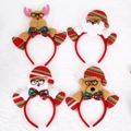 Set van 4 kersthoofdbanden met rendier, kerstman, sneeuwman en beer met een bril op - TK26 (Gestreepte Pluche Hoofdband - Willekeurige stijl)