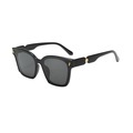 Classic black square sunglasses with golden lightning accents and dark lenses - Black Frame Black Grey Lens