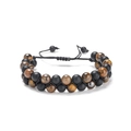 Bracelet double rang en œil de tigre et pierre de lave tressé réglable pour homme - 353 Double Couche Oeil de Tigre 8mm