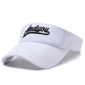 White sun visor hat with Andyou embroidery, breathable fabric for outdoor sports - Adjustable / White Letter Label