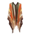Dettaglio delle frange dello scialle in maglia e motivo a righe arcobaleno colorate - 135cmx100cm / Marrone Arancio Multicolore a Righe (1#)