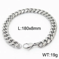 Silver stainless steel Cuban link bracelet 180x8mm with lobster clasp closure - Style A 8mm x 180mm