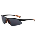 Sportieve fietsbril met zwart frame, oranje rubberen grips en donkergrijze gepolariseerde lenzen - Zwart Frame Grijze Lenzen