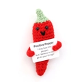 Positive Red Pepper crochet doll with motivational card for stress relief and gift - Chili Small