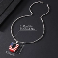 Silver Cuban chain with a U-shaped American flag pendant and rhinestone details - U-Shape Flag (416) / Silver