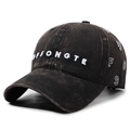 Casquette de baseball gris foncé délavée avec broderie 3D blanche et look vintage - Réglable / Noir