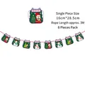 Christmas bunting with Santa Snowman and Tree icons for holiday party decor - Z39-White Backdrop Merry Xmas
