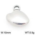 Silver heart-shaped stainless steel pendant charm, 10mm width and 0.5g weight detail - Silver Heart (KLJ9982-Z)