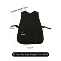 Waterproof black kids art apron vest with adjustable buckles for ages 10 to 12 - 10-Year-Old Style Vest Apron - Black (Height 120-140cm)